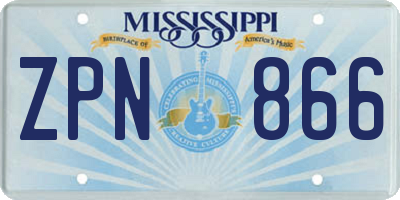 MS license plate ZPN866