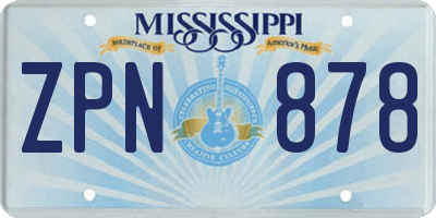 MS license plate ZPN878