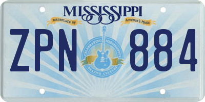 MS license plate ZPN884