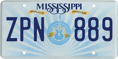 MS license plate ZPN889