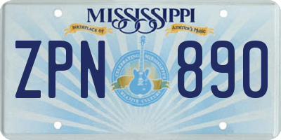 MS license plate ZPN890