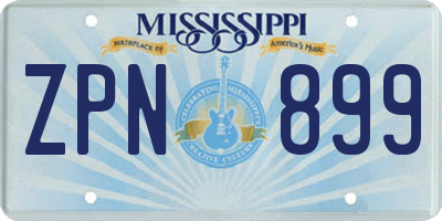 MS license plate ZPN899