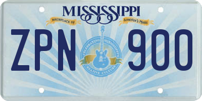 MS license plate ZPN900