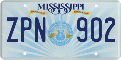 MS license plate ZPN902