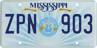 MS license plate ZPN903