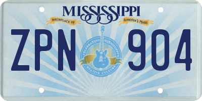MS license plate ZPN904