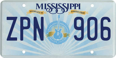 MS license plate ZPN906