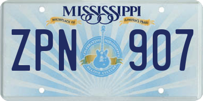 MS license plate ZPN907
