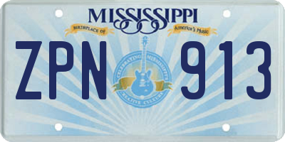 MS license plate ZPN913