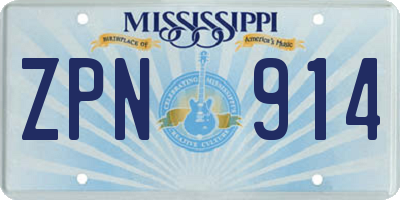 MS license plate ZPN914