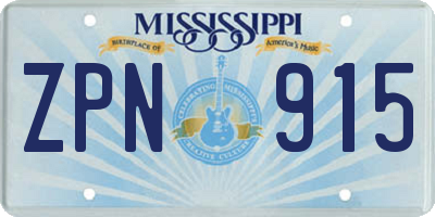 MS license plate ZPN915