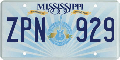 MS license plate ZPN929