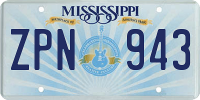 MS license plate ZPN943
