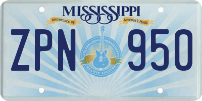 MS license plate ZPN950