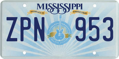 MS license plate ZPN953