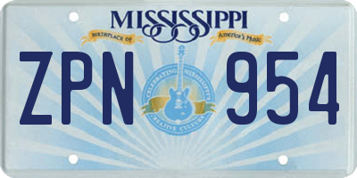 MS license plate ZPN954