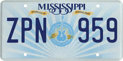 MS license plate ZPN959