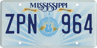 MS license plate ZPN964