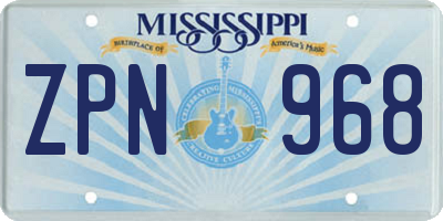 MS license plate ZPN968