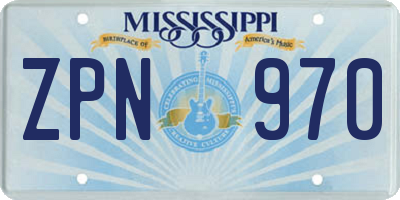 MS license plate ZPN970