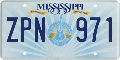 MS license plate ZPN971