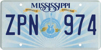 MS license plate ZPN974