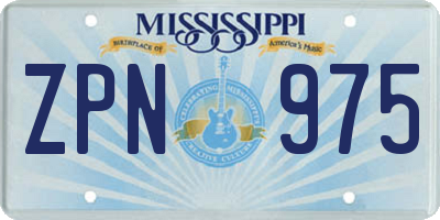 MS license plate ZPN975