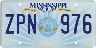 MS license plate ZPN976