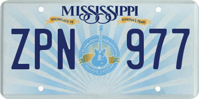 MS license plate ZPN977