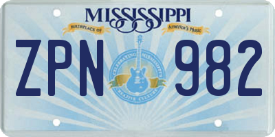 MS license plate ZPN982