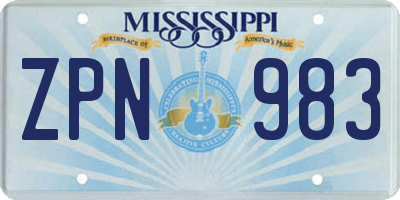 MS license plate ZPN983