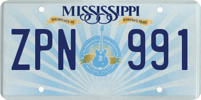 MS license plate ZPN991