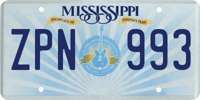 MS license plate ZPN993