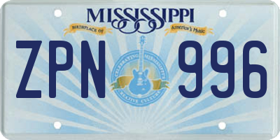 MS license plate ZPN996