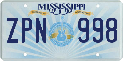 MS license plate ZPN998