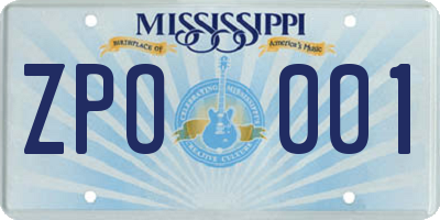 MS license plate ZPO001