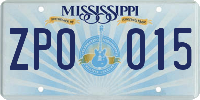 MS license plate ZPO015
