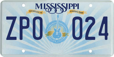 MS license plate ZPO024