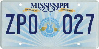 MS license plate ZPO027