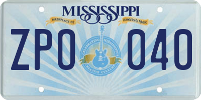 MS license plate ZPO040
