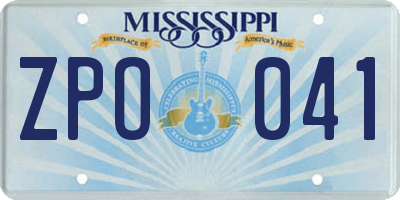 MS license plate ZPO041