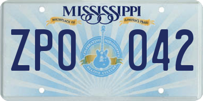 MS license plate ZPO042