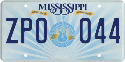MS license plate ZPO044