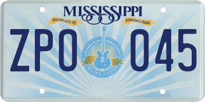 MS license plate ZPO045