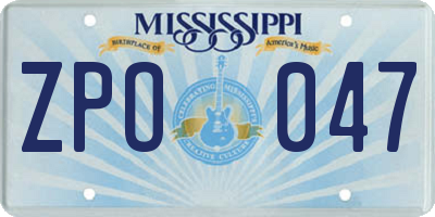 MS license plate ZPO047