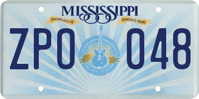 MS license plate ZPO048