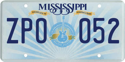 MS license plate ZPO052
