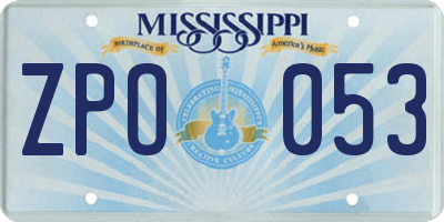 MS license plate ZPO053
