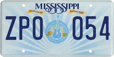 MS license plate ZPO054