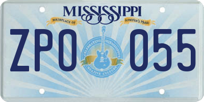 MS license plate ZPO055